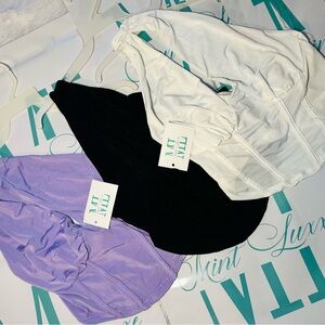 Women’s White, Black, and lavender one shoulder Crop Tops